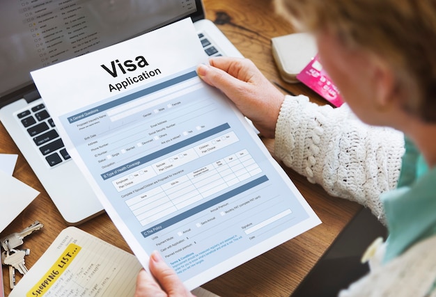 Concepto de formulario de viaje de solicitud de visa