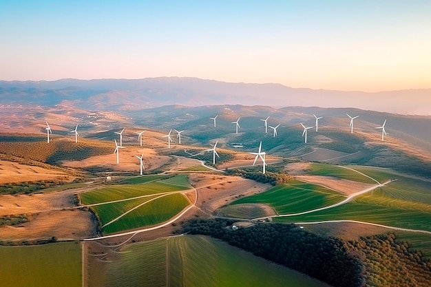 Concepto de fuentes de energía alternativa generador de viento Ai generativo