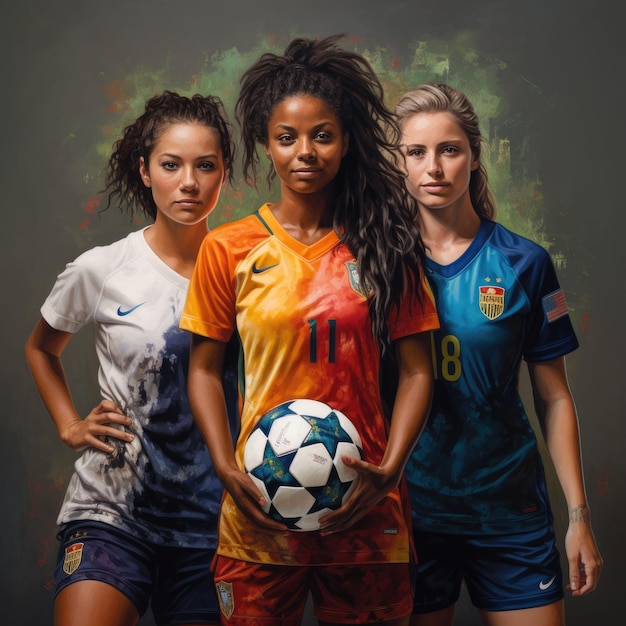 Foto concepto de fútbol de mujeres jugadoras de fútbol