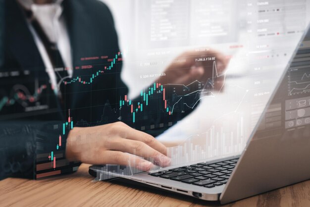 Concepto futurista de red global adecuado para la tecnología financiera mundial Tendencias económicas