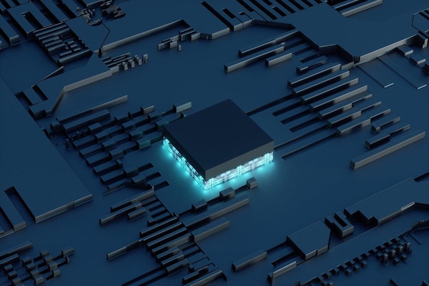Concepto futurista de red informática de alta tecnología con inteligencia artificial