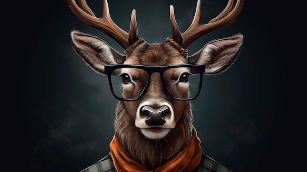 Foto concepto de gafas frías para animales de ciervo