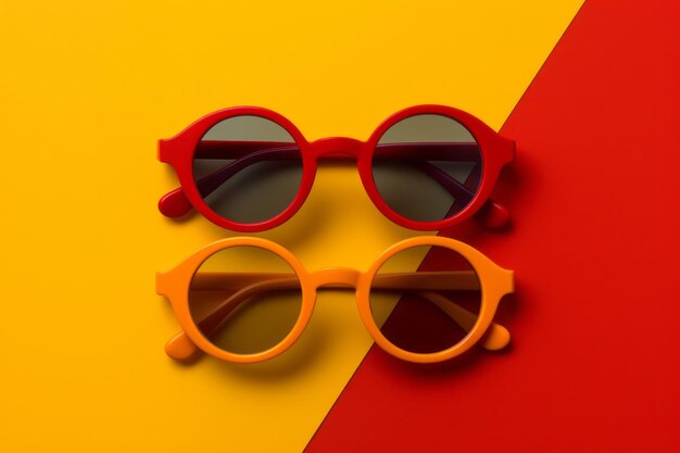 El concepto de gafas de sol y gafas de moda en un fondo retro creado con tecnología de IA generativa