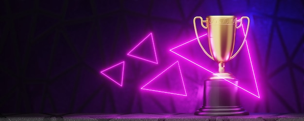 El concepto de ganador en un juego de computadora. Cybersport. Juegos de blockchain. Ð¡yber deporte. Render 3D.