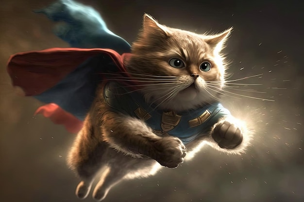 Concepto de gato superman