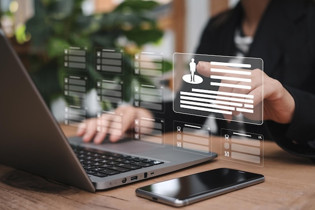 Concepto de gestión de la relación con el cliente con estructura global Reclutación de gestión de recursos humanos