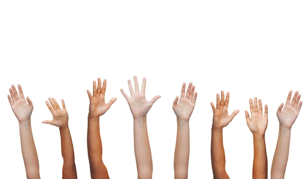 Foto concepto de gesto y partes del cuerpo - manos humanas agitando las manos