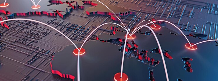 Foto concepto de globalización y comunicación tierra y rayos luminosos renderizado 3d