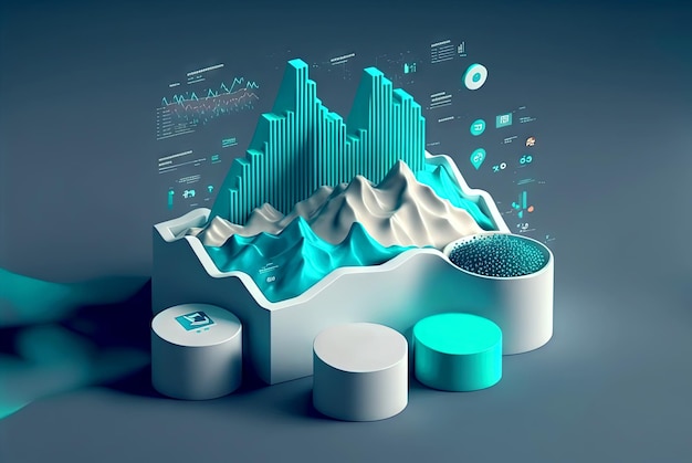 Concepto de gráfico de datos abstracto con grupos de datos y partículas Concepto de gestión y clasificación digital para negocios y finanzas IA generada