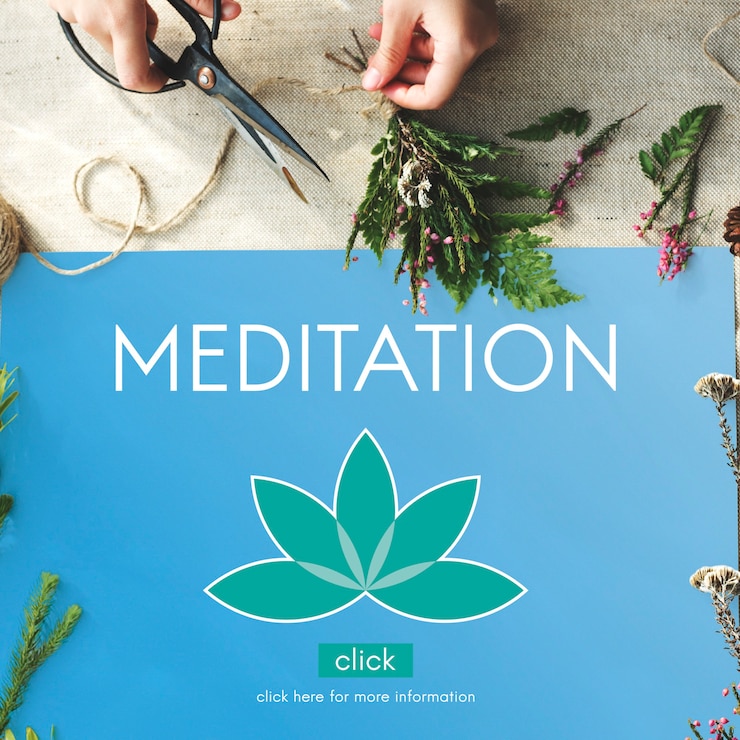 Foto concepto gráfico de la flor de loto de la salud de la meditación