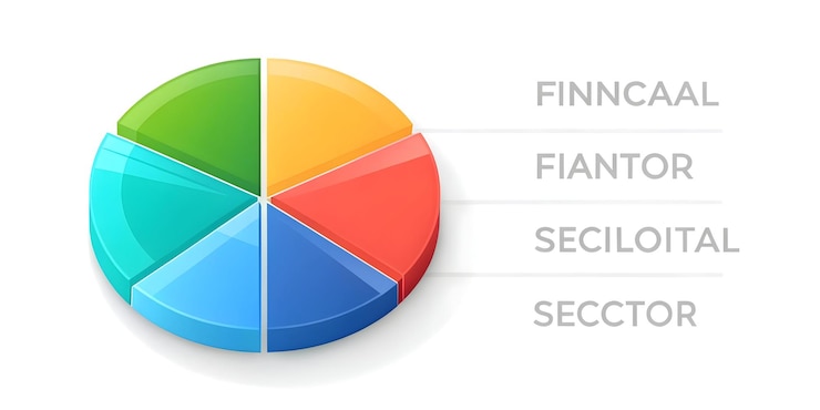 Foto el concepto de gráfico de pie de sectores financieros abstractos de brillo plano en smart business tone vector illustrati