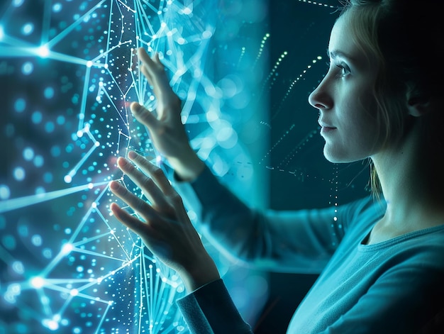 Concepto de grandes datos red neuronal digital