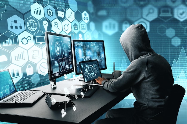 El concepto de hackeo y ladrón