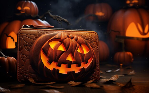 concepto de halloween de billetera naranja