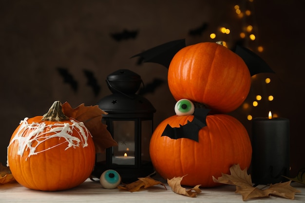 Concepto de Halloween con calabazas