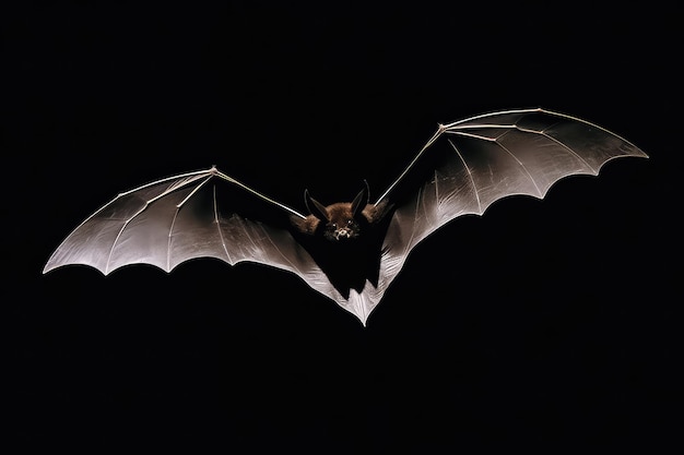 Concepto de Halloween murciélagos negros volando sobre fondo nocturno AI
