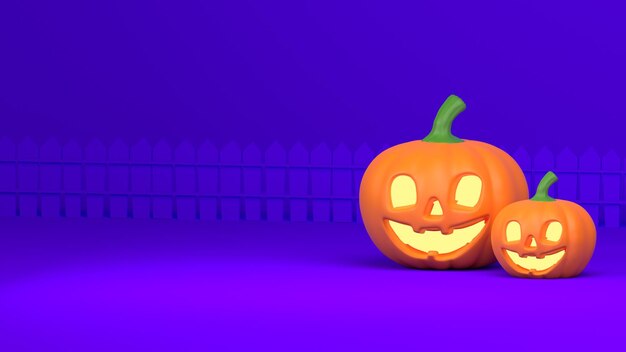 Concepto de Halloween con render 3d de calabaza