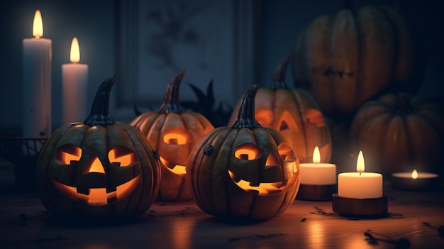 Concepto de Halloween sobre un fondo oscuro IA generativa