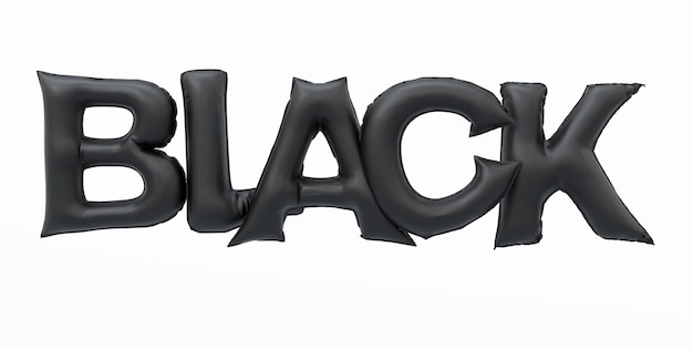 Foto concepto hecho de redacción de globo negro 3d negro, render 3d