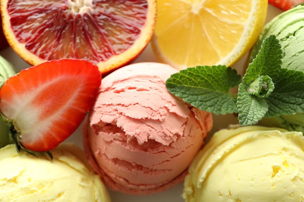 Concepto de helado de comida de verano de cerca