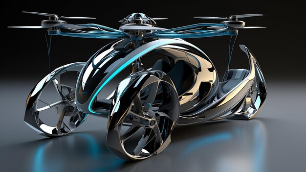 El concepto de helicóptero futurista moderno en 3D