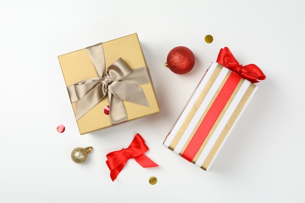 Concepto de hermosas cajas de regalo de regalo de Navidad