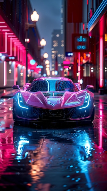 Un concepto de hipercoche con papel pintado de iluminación de la parrilla NeonLit