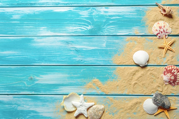 Concepto de horario de verano con conchas de mar