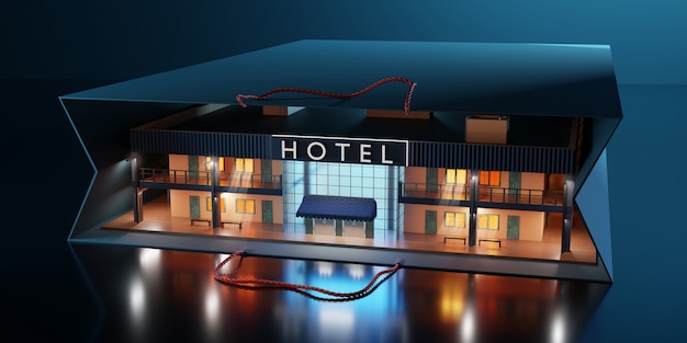 Concepto de hotel en miniatura.