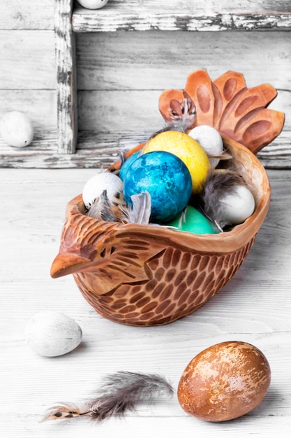 Foto concepto con huevos de pascua