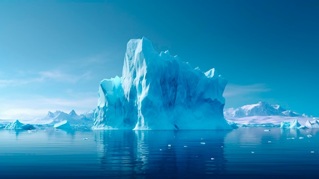 Concepto de iceberg riesgo submarino concepto de amenaza o peligro oculto oscuro Ilustración de fondo de composición central IA generativa digital