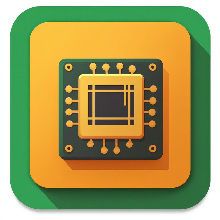 Foto un concepto de icono de aplicación simple y moderno con un diseño de computación cuántica el icono muestra un microchip con un estilo geométrico único y colores vibrantes
