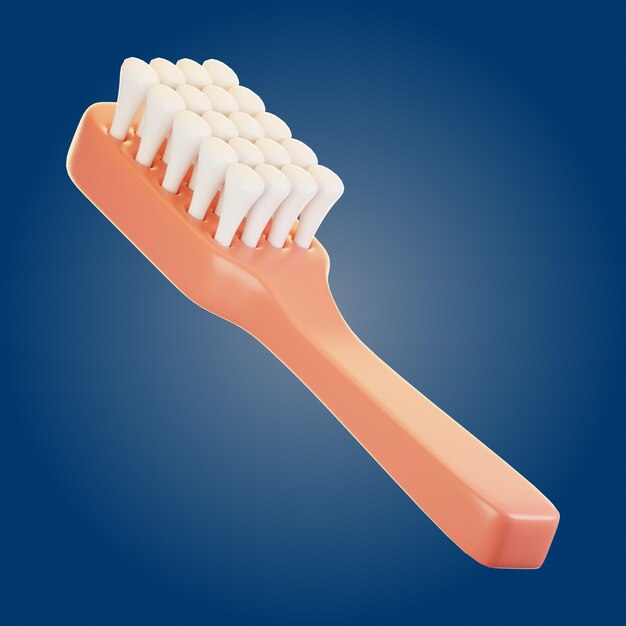 El concepto del icono del baño de renderizado en 3D El cepillo de dientes de renderización en 3D