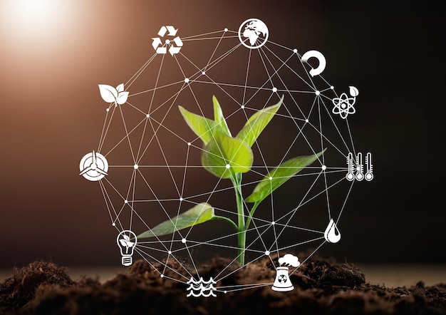 Concepto de icono ESG circulando en las manos, Sociedad y Gobernanza