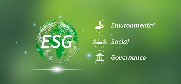 concepto de icono ESG medio ambiente gobernanza de la sociedad en negocios sostenibles y éticos
