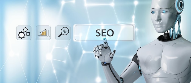 Concepto de icono de SEO para promover el tráfico de clasificación en el sitio web optimizando su sitio web para clasificar