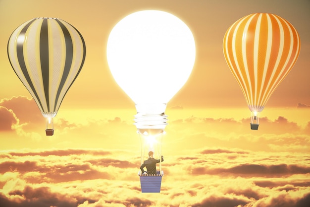 Concepto de la idea tres globos