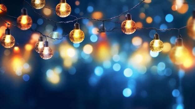 Concepto de iluminación y decoración de vacaciones para Navidad AI generativa