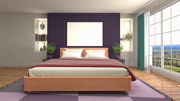 Concepto de ilustración de decoración de interiores de dormitorio