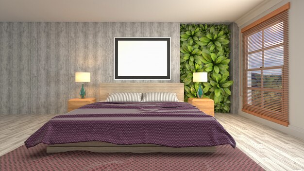 Concepto de ilustración de decoración de interiores de dormitorio