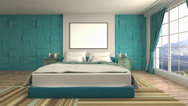 Concepto de ilustración de decoración de interiores de dormitorio