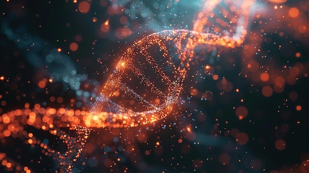 El concepto de imagen de hélice de ADN Big data en el código humano Fondo científico estético IA generativa