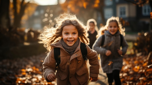 Concepto de infancia escolar feliz IA generativa