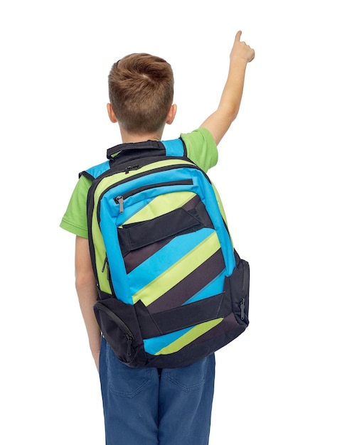 concepto de infancia, escuela, educación y personas - feliz estudiante sonriente con mochila escolar