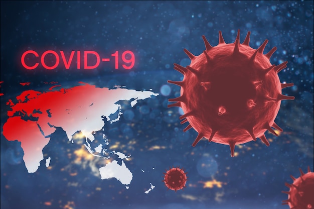 Foto concepto de influenza por coronavirus covid-19 representación 3d. (imagen del elemento mundial de la nasa)