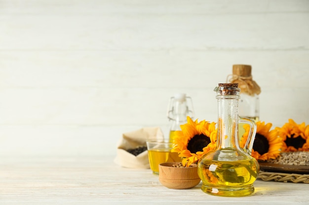 Concepto de ingredientes para cocinar Aceite de girasol