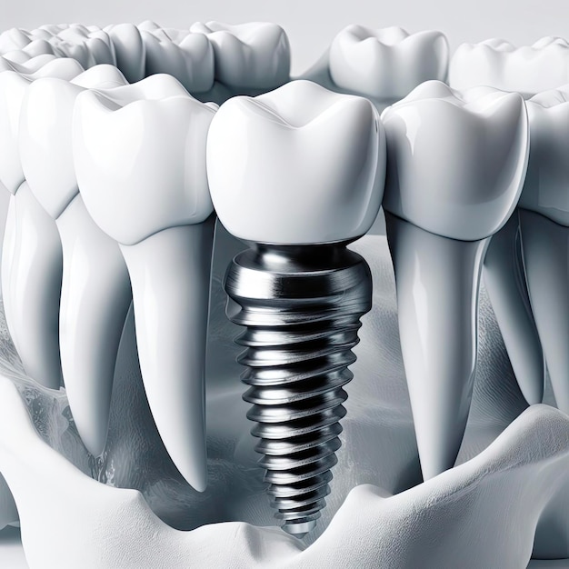 concepto de instalación de implantes dentales ai generativo