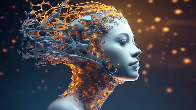 Concepto de inteligencia artificial 3D Representación 3D IA generativa