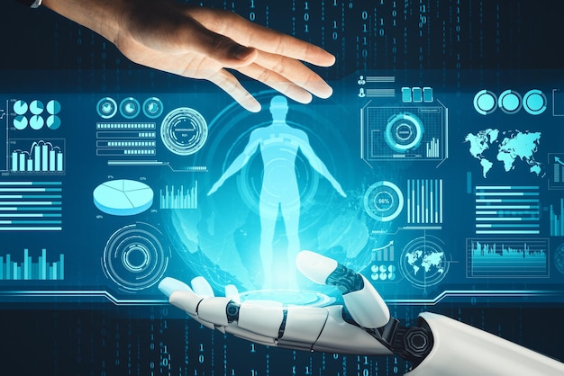 El concepto de inteligencia artificial del robot droide