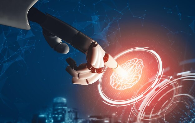 El concepto de inteligencia artificial del robot droide